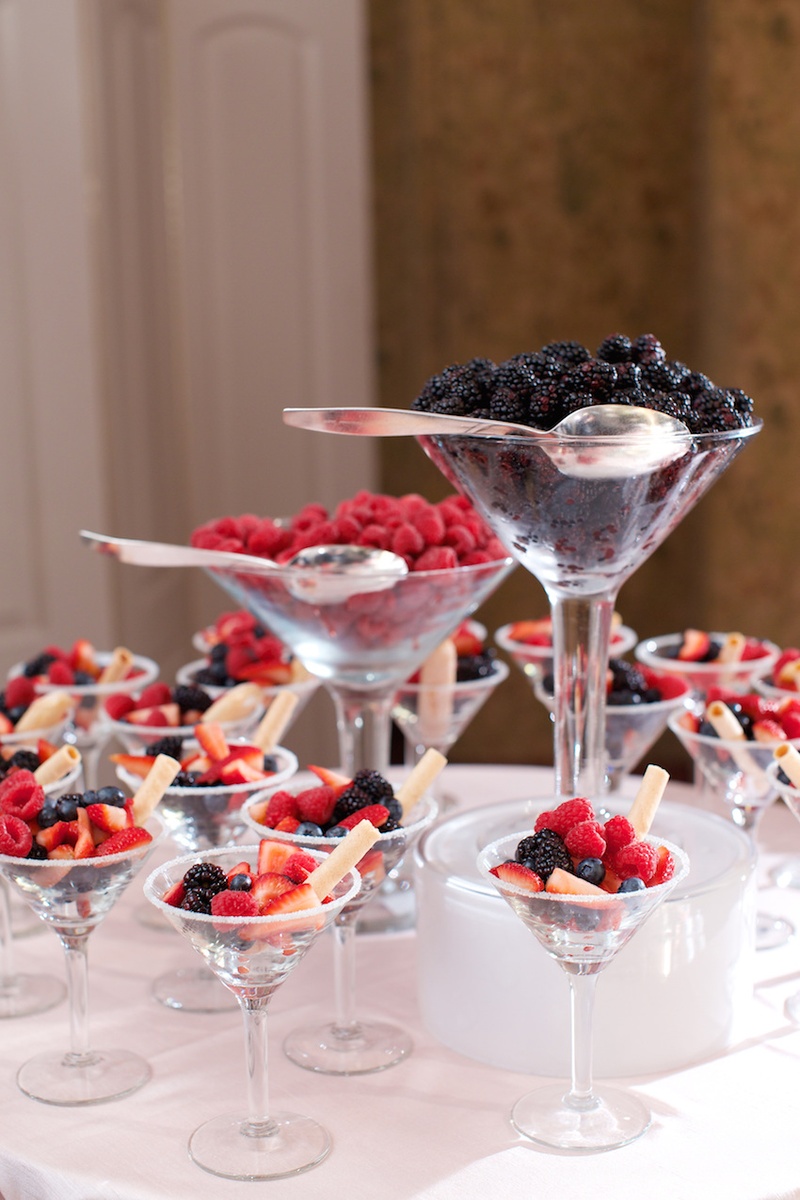 Fresh Berry Desserts
Photography: Bob %26 Dawn Davis Photography
Read More:
http://www.insideweddings.com/weddings/glamorous-ivory-blush-spring-wedding-at-a-private-club-in-chicago/685/ Wedding desserts of strawberry, blackberry, blueberry, cookie straws in martini glasses