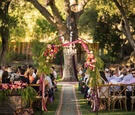 Aisle Arch with Bright Flowers & Ribbons