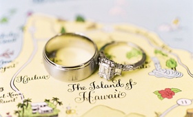 Vintage-Style Wedding Ring
Photography: Steve Steinhardt
Read More:
http://www.insideweddings.com/weddings/tropical-romantic-destination-wedding-in-hawaii/397/ Halo engagement ring with side stones and pave