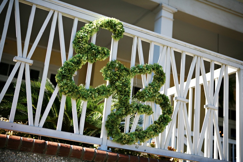 Couple's Monogram
Photography: Tamara Lackey Photography
Read More:
http://www.insideweddings.com/weddings/lime-green-hued-fall-wedding-in-south-carolina/219/ Green leaves arranged on white fence