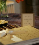 Gold Guest Book and Pens
Photography: Lyn Sims Photographer
Read More:
http://www.insideweddings.com/weddings/glamorous-fall-wedding-with-garden-touches-in-tucson-arizona/258/ Sparkling pen display and guestbook card