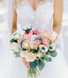 Bouquet Honoring Late Father
Photography: Vitor Lindo Photo + Video
Read More:
http://www.insideweddings.com/weddings/soft-romantic-spring-destination-wedding-in-south-carolina/1285/ bride in mark ingram atelier wedding dress with bouquet peach pink orange blue green flower anemone