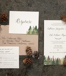 Forest-Inspired Invitation Suite
Photography: Sallee Photography
Read More:
http://www.insideweddings.com/weddings/rustic-chic-lakeside-wedding-with-geometric-details-in-california/843/ tahoe wedding with pine trees painted on forest-inspired invitation suite