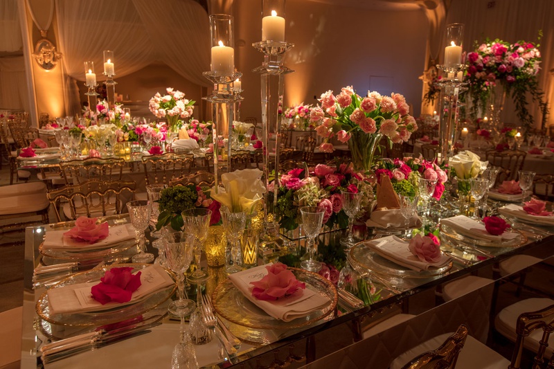 Crystal Candleholders %26 Pink Flowers
Photography: Jay Lawrence Goldman Photography
Read More:
http://www.insideweddings.com/weddings/outdoor-ceremony-ballroom-reception-with-pink-flowers-greenery/1135/ Rectangular wedding table with crystal candleholders, pink flowers in mirror boxes and vases pink