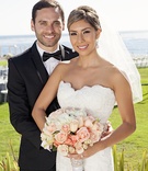 Annabel Hernandez %26 Shani Zakay
Photography: Fusion Estudio
Read More:
http://www.insideweddings.com/weddings/destination-wedding-with-coral-ivory-grey-color-scheme-in-mexico/766/ Bride in strapless scallop Casablanca Bridal gown with groom in tuxedo and rhinestone dotted bouquet