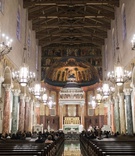 Church Wedding Venue in Pasadena
Photography: Lucas Rossi Photography
Read More:
http://www.insideweddings.com/weddings/traditional-catholic-ceremony-reception-at-a-california-racetrack/1139/ St. Andrew's Catholic Church in Pasadena, California marble columns, pretty altar