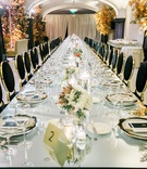 Small Arrangements Line Tables
Photography: Jessica Claire Photography
Read More:
http://www.insideweddings.com/weddings/50th-anniversary-party-with-fall-foliage-and-unique-performances/1068/ small floral centerpieces line the middle of long reception tables