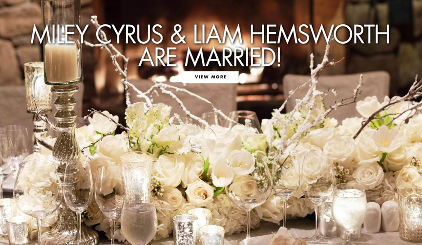 Miley Cyrus Confirms Her Marriage to Liam Hemsworth
Article: Miley Cyrus Confirms Her Marriage to Liam Hemsworth
Photography: Cooper Carras Photography
Read More:
http://www.insideweddings.com/news/celebrity-style/miley-cyrus-confirms-her-marriage-to-liam-hemsworth/4633/ Miley Cyrus and Liam Hemsworth confirm their marriage wedding photos