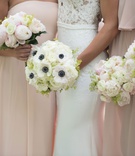 Soft, Romantic Bouquets
Photography: Little Tree Studios
Read More:
http://www.insideweddings.com/weddings/brian-winters-of-the-new-york-jets-romantic-rustic-chic-wedding/1245/ bridal bouquet with anemone blossoms, bridesmaid bouquets with peonies