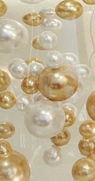 VASE FILLERS
Photography: EFAVOR MART
Read More:
http://www.insideweddings.com/inspiration/board/388/janine-brown/55th-birthday-party/ Gold, White, Black and Clear Pearl Vase Fillers. Add solid Gold in the bottom section of the vases.