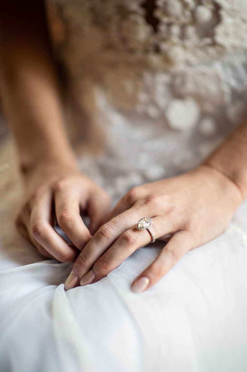 Halo Pear-Shaped Engagement Ring
Photography: Laurie Bailey Photography
Read More:
http://www.insideweddings.com/weddings/outdoor-jewish-ceremony-reception-with-colorful-bohemian-decor/1330/ bride with teardrop shape diamond engagement ring halo setting shimmer manicure