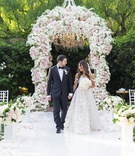 Jessica Madamba %26 Alistair Aaronson
Photography: Duke Images
Read More:
http://www.insideweddings.com/weddings/timeless-baroque-inspired-wedding-at-luxury-hotel-in-beverly-hills/1369/ bride in galia lahav wedding dress groom in tux white pink flower chuppah beverly hills hotel
