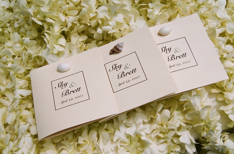Seashell Ceremony Program
Photography: frame.thirty.six photography
Read More:
http://www.insideweddings.com/weddings/tropical-inspired-spring-wedding-at-the-bel-air-bay-club/236/ Neutral wedding program with real sea shells
