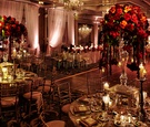 Reception Space with Gold, Crystals, and Red Roses