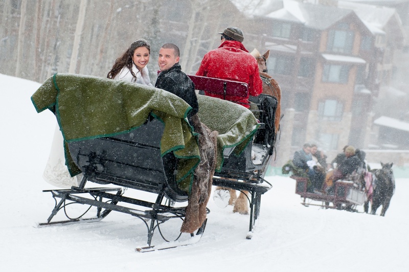 Couple on Sleigh
Photography: Handeland Tesoro Photography
Read More:
http://www.insideweddings.com/weddings/snowy-outdoor-winter-ceremony-cozy-lodge-reception/522/ Horse-drawn sleigh ride with bride and groom
