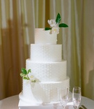 Classic Confection with Swiss Dots
Photography: Michelle Beller Photography
Read More:
http://www.insideweddings.com/weddings/classic-ceremony-beachfront-ballroom-reception-in-santa-monica/1234/ wedding cake four layers round tier with fresh flowers on top and bottom layer swiss dot ribbon