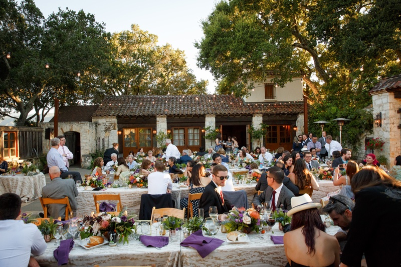 Colorful Reception in Ranch Courtyard
Photography: Karlisch Photography
Read More:
http://www.insideweddings.com/weddings/modern-rustic-wedding-full-of-flowers-and-geometric-details/906/ holman ranch wedding rustic courtyard with purple, green, orange
