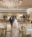 Couple Under Ballroom Crystal Chandelier
Photography: Duke Images
Read More:
http://www.insideweddings.com/weddings/timeless-baroque-inspired-wedding-at-luxury-hotel-in-beverly-hills/1369/ wedding reception portrait of bride and groom crystal chandelier gold white pink decor