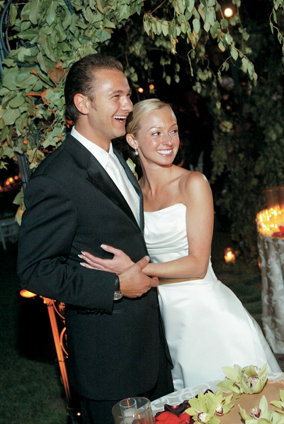 Bride and Groom at Reception
Photography: Nick Boswell Photographer
Read More:
http://www.insideweddings.com/weddings/a-sophisticated-backyard-garden-wedding-in-california/55/ Newlyweds smiling in tuxedo and strapless gown