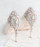 Sparkling Crystal Heels on Invitation
Photography: AL Weddings
Read More:
http://www.insideweddings.com/weddings/sophisticated-southern-wedding-with-pink-gold-color-palette/1212/ wedding shoes badgley mischka heels with crystal details pretty white high heels wedding shoes