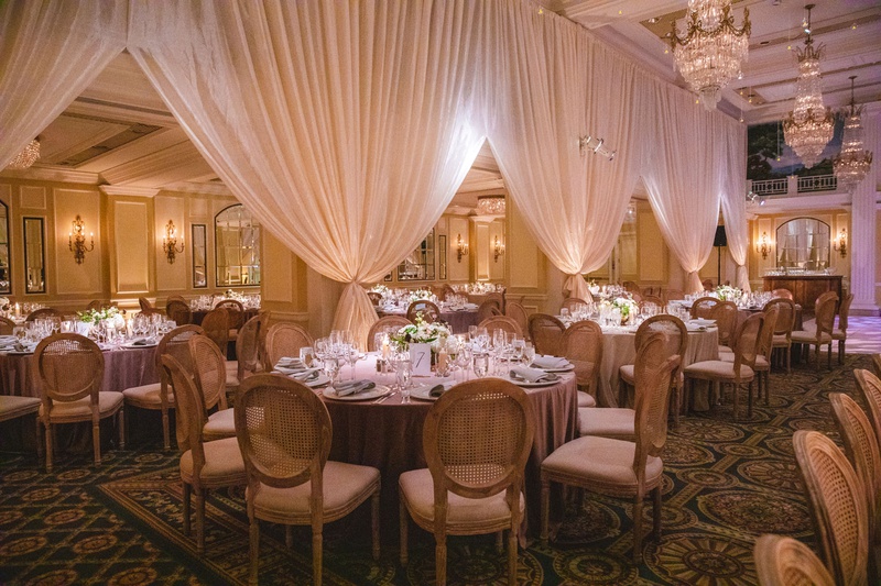 Drapery in Reception Ballroom
Photography: Mantas Kubilinskas Photography
Read More:
http://www.insideweddings.com/weddings/sophisticated-ceremony-ballroom-reception-in-washington-dc/1296/ wedding reception drapery ballroom oval back wood chairs low centerpiece chandelier