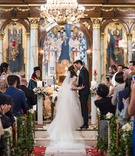 Greek Orthodox Ceremony at Cathedral
Photography: Kent Drake Photography
Read More:
http://www.insideweddings.com/weddings/greek-orthodox-ceremony-romantic-ballroom-reception-in-chicago/1334/ wedding ceremony greek orthodox cathedral gold foil chandelier greenery church pews
