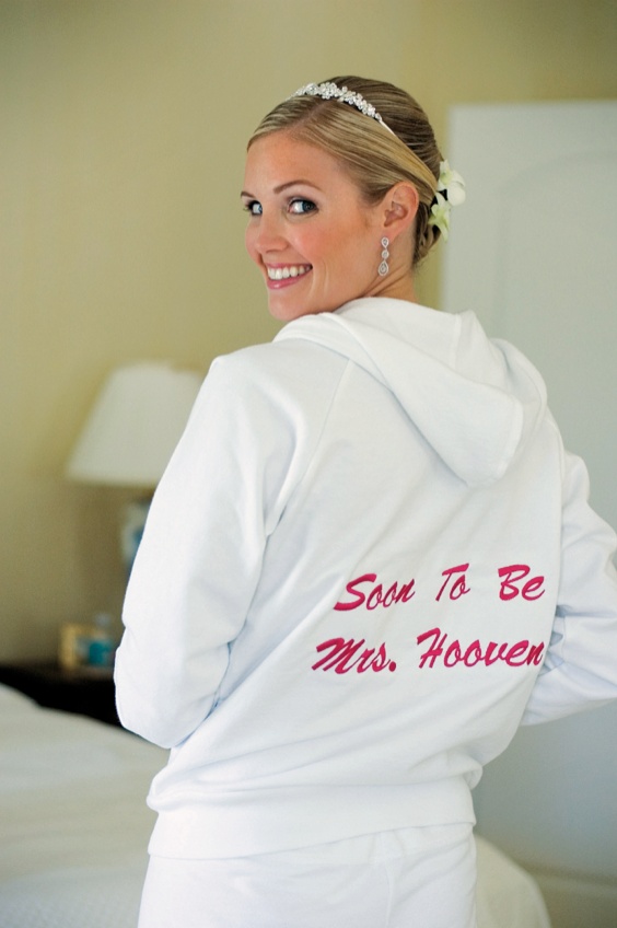 Bride Sweatshirt
Photography: Mermin + Christie Photographers
Read More:
http://www.insideweddings.com/weddings/tropical-theme-beach-wedding-in-naples-florida/184/ White sweatshirt featuring words "soon to be mrs" in pink on back