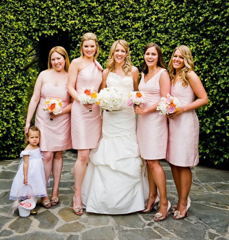 Pink Bridesmaid Dresses
Photography: Docuvitae
Read More:
http://www.insideweddings.com/weddings/canadian-american-wedding-in-malibu-california/393/ Bride with bridesmaids in mismatched pink gowns