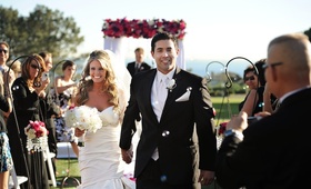 Ceremony Recessional
Photography: Gavin Wade Photographers
Read More:
http://www.insideweddings.com/weddings/stylish-winter-wedding-in-dana-point-california/455/ Bride and groom holding hands exit wedding