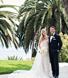 Bride %26 Groom at Venue with Ocean View
Photography: Laurie Bailey Photography
Read More:
http://www.insideweddings.com/weddings/church-ceremony-elegant-reception-in-the-pacific-palisades/1142/ Bride in Ines Di Santo lace wedding dress long train and veil soft bouquet blonde hair groom in tux