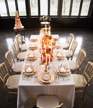 White-and-Gold Tablescape, Pops of Color
Photography: Lindsay Adler Photography
Read More:
http://www.insideweddings.com/weddings/vintage-inspired-styled-shoot-at-old-world-estate-in-new-york/919/ white gold tablescape pops of color vintage wedding styled shoot inspiration candles cake hempstead