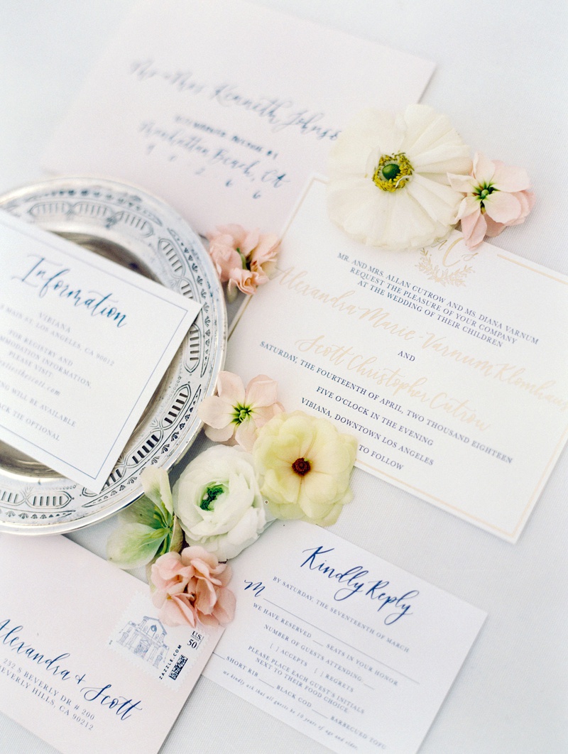 Blue %26 Gold Wedding Invitation
Photography: Mallory Dawn Photography
Read More:
http://www.insideweddings.com/weddings/outdoor-jewish-ceremony-luxe-reception-at-vibiana-in-downtown-la/1259/ wedding invitation suite gold and royal blue calligraphy vibiana venue stamp information reply cards