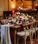Soft Slate Grey Table Runner
Photography: Heather Kincaid
Read More:
http://www.insideweddings.com/weddings/jewish-ceremony-romantic-fall-reception-decor-in-ojai-california/1216/ fall wedding inspiration velvet burgundy napkins peach white & pink flowers sheer grey table runner