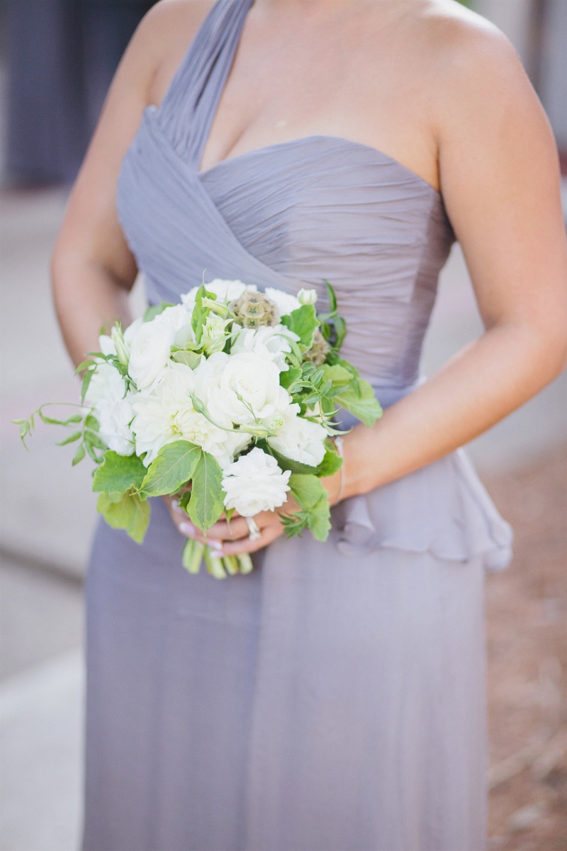 Natural Bridesmaid Bouquet
Photography: Jasmine Star Photography
Read More:
http://www.insideweddings.com/weddings/spanish-style-ceremony-outdoor-ranch-wedding-reception/504/ Bridesmaid in purple dress holding white and green bouquet