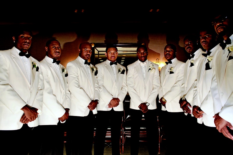 White Tuxedo Groomsmen
Photography: Collins Metu Photography
Read More:
http://www.insideweddings.com/weddings/sarita-minor-and-jarett-dillard/432/ Jarett Dillard wedding groomsmen in white jackets