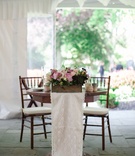 Small Sweetheart Table with Lace Runner
Photography: Judith Rae
Read More:
http://www.insideweddings.com/weddings/whimsical-vintage-garden-wedding-with-rustic-details/826/ small wooden sweetheart table with rustic centerpiece and lace table runner