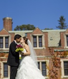 Mansion Wedding Couple
Photography: Images by Berit, Inc.
Read More:
http://www.insideweddings.com/weddings/contemporary-ballroom-wedding-with-pops-of-purple/408/ Bride and groom kiss in front of The Mansion at Natirar