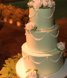 Wedding Cake
Photography: Simone %26 Martin Photography
Read More:
http://www.insideweddings.com/weddings/joanna-last-and-ron-darling/111/ Light green, three-tier wedding cake with light pink roses