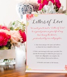 "Letters of Love" Activity
Photography: Mae B Photo
Read More:
http://www.insideweddings.com/weddings/charming-bridal-shower-with-lush-florals-and-creative-activities/1225/ bridal shower activity ideas calligrapher to write love notes