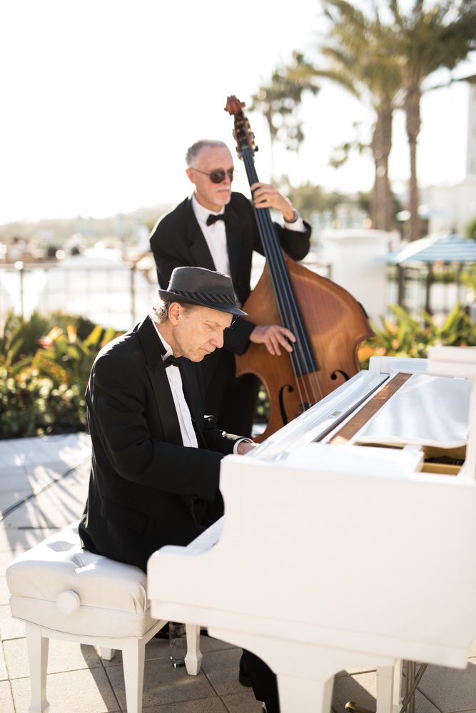 Pianist %26 Bassist at Wedding
Photography: Samuel Lippke Studios
Read More:
http://www.insideweddings.com/weddings/outdoor-jewish-wedding-ceremony-luxe-reception-in-california/1160/ Wedding reception music cocktail hour ceremony prep tuxedo musicians white piano and bass