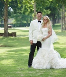 Tulsa, Oklahoma Bride %26 Groom
Photography: Karlisch Studio
Read More:
http://www.insideweddings.com/weddings/southern-chic-wedding-in-oklahoma-with-performance-by-boyz-ii-men/697/ Bride in Vera Wang ruffle mermaid wedding dress and groom on lawn