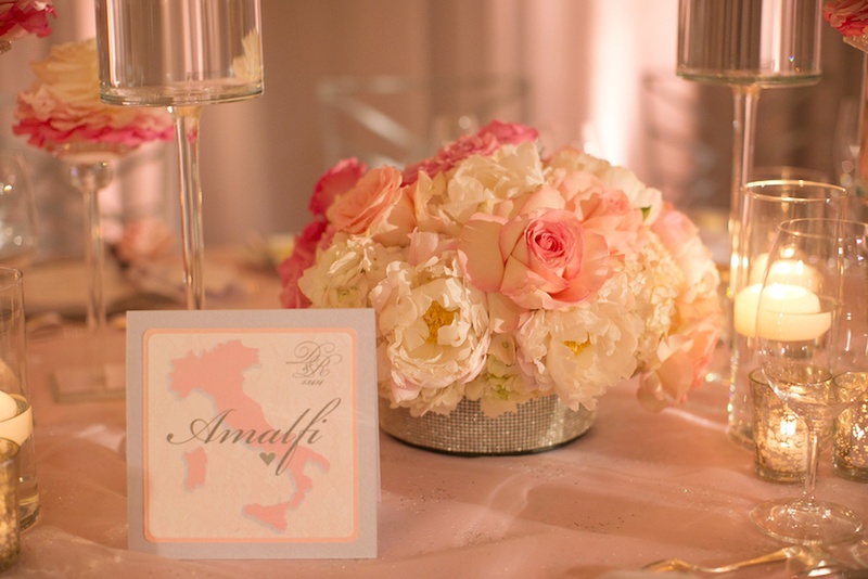 Italy-Inspired Table Names
Photography: Marianne Lozano Photography
Read More:
http://www.insideweddings.com/weddings/pink-white-wedding-with-ombre-details-at-montage-laguna-beach/686/ Amalfi wedding table name with map of Italy