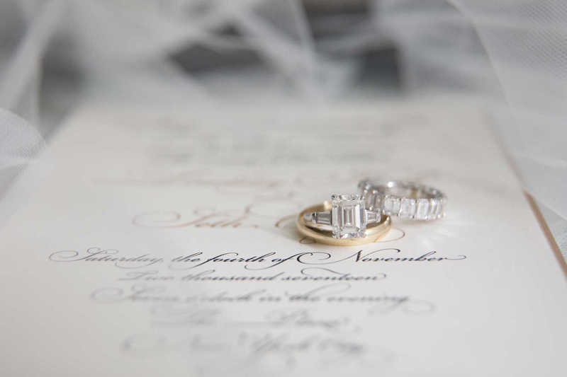 Emerald-Cut Diamond Ring with Side Stones
Photography: The Day by Ira Lippke
Read More:
http://www.insideweddings.com/weddings/opulent-luxury-wedding-with-timeless-color-palette-in-new-york-city/1199/ wedding rings yellow gold men's band emerald cut engagement ring with side stones