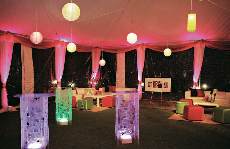 Colorful After-Party Tent
Photography: Tamara Lackey Photography
Read More:
http://www.insideweddings.com/weddings/lime-green-hued-fall-wedding-in-south-carolina/219/ Modern party space with lights and lanterns