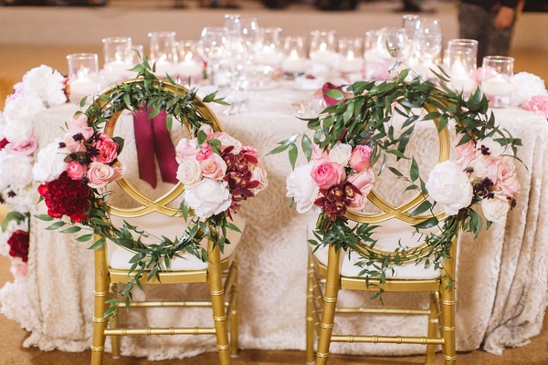 Gold Chairs Floral Wreaths Sweetheart Table Red Pink White Flowers Pelican Hill Wedding Resort Bold Gold Chairs Floral Wreaths Sweetheart Table Red Pink White Flowers Pelican Hill Wedding Resort Bold