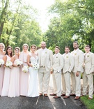 Wedding Party in Pale Shades
Photography: Little Tree Studios
Read More:
http://www.insideweddings.com/weddings/brian-winters-of-the-new-york-jets-romantic-rustic-chic-wedding/1245/ new york jets brian winters wedding, bridesmaids in blush, groom and groomsmen in tan khaki suits