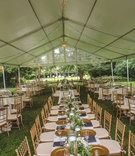 Tented Reception on Lawn
Photography: Kesha Lambert Photography
Read More:
http://www.insideweddings.com/weddings/sweet-simple-alfresco-wedding-with-gold-details-in-the-poconos/1242/ tented wedding reception on lawn, gold chiavari chairs, gold chargers, open air tent