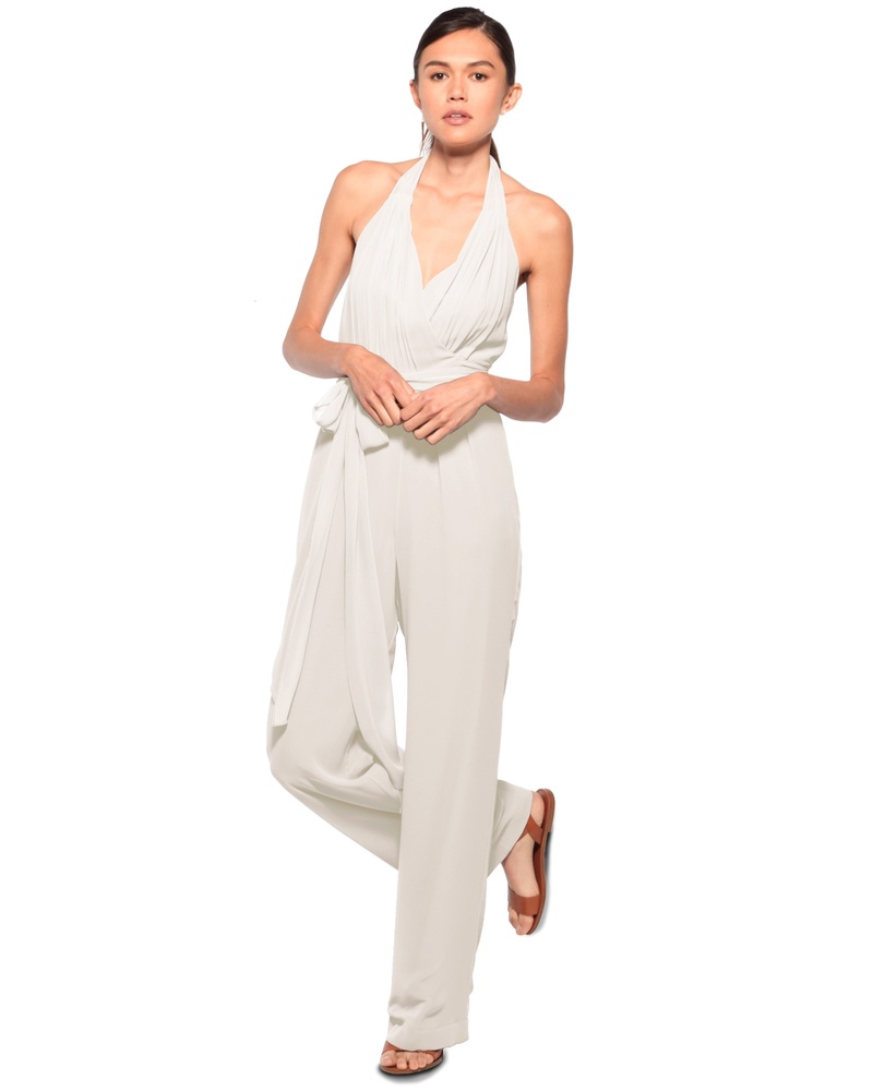 Scarlette
Photography: Tyler William Parker
Read More:
http://www.insideweddings.com/biz/joanna-august-los-angeles/8791/ With its pleated halter bodice, low back, and wide legs, the Scarlette is our nod to our favorite 19