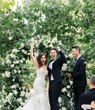 Jillian Murray %26 Dean Geyer Celebrating
Photography: Jana Williams Photography
Read More:
http://www.insideweddings.com/weddings/jillian-murray-and-dean-geyer/1125/ Jillian Murray and Dean Geyer celebrating their wedding day after ceremony flower arch trees