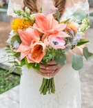 Multi-Colored Bridal Bouquet
Photography: Carasco Photography
Read More:
http://www.insideweddings.com/weddings/chicago-wedding-inspired-by-still-life-paintings-at-an-art-museum/1102/ Bride in off the shoulder romona keveza wedding dress bouquet with pink lilies anemone yellow flower
